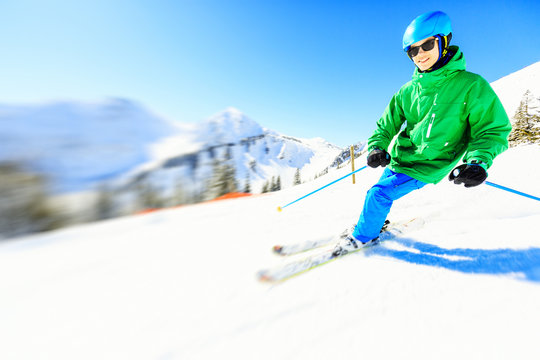 Skiing Teenager Boy