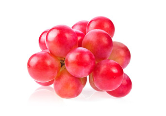 Ripe red grape on white background