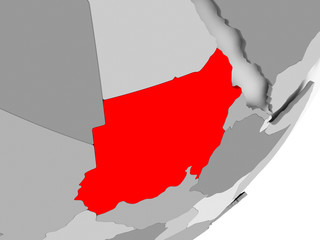Fototapeta premium Sudan in red on grey map