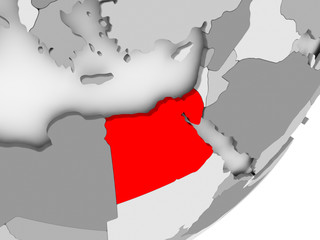 Fototapeta premium Egypt in red on grey map