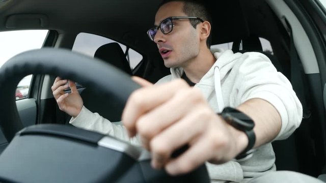 Driver showing his frustration by screaming at other people. road rage concept