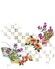 Flower of a Japanese paper design illustration / white