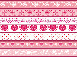 バレンタイン用　シームレスなボーダー７点セット