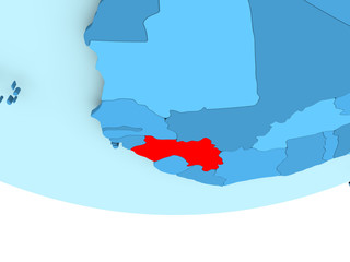 Guinea in red on blue map