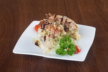 japanese cuisine. unagi or eel on the background