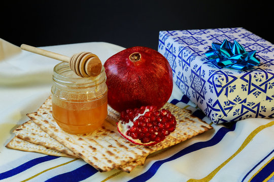 honey pomegranate for traditional holiday symbols rosh hashanah jewesh holiday