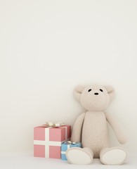 Gift space Portrait and wall decorate color -3D Rendering 