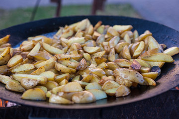 fries in a frying pan