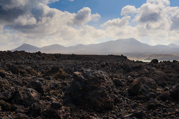 A beautiful Volcanic Landscape of  Lanzarote. Canary Islands. Spain