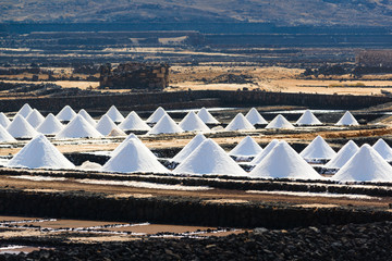 A beautiful landscape of salinas de janubio. Lanzarote. Canary Islands. Spain