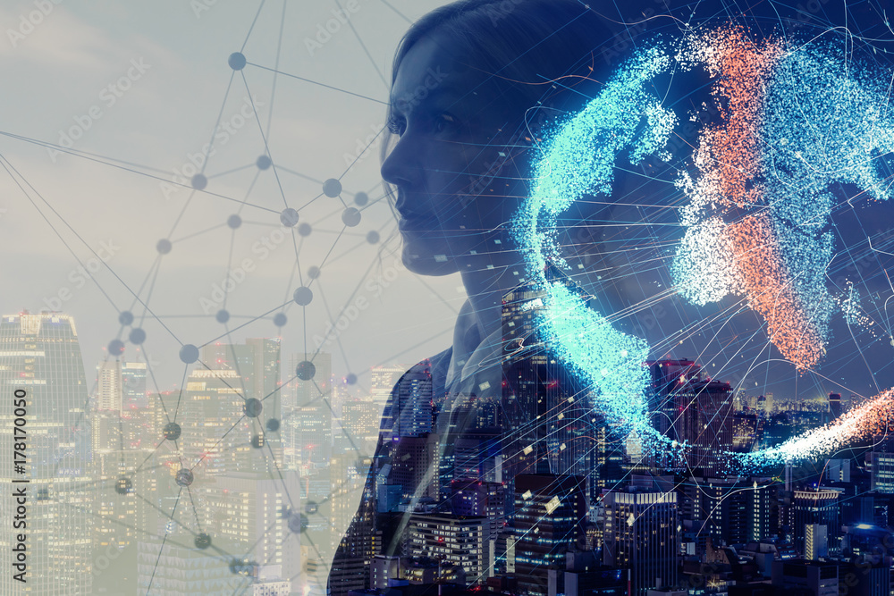 Leinwandbilder global network concept. internet of things. artificial intelligence.