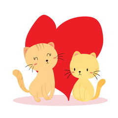 cute cat in love vector