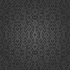 Fototapeta premium Seamless dark pattern. Modern geometric ornament with royal lilies. Classic vintage background
