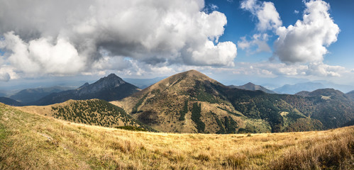 Fototapeta premium Panoramic view from autumn slovak Little Fatra hills National Park