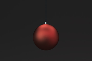 Red christmas balls on black background