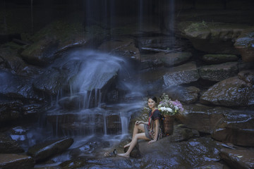 tribes at waterfall