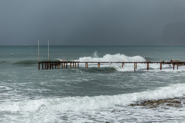Winter sea and the pier