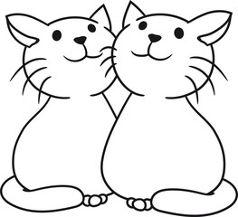 paar pärchen liebe 2 freudne team verliebt sitzend klein kind baby hübsch süß niedlich katze kätzchen comic cartoon design haustier