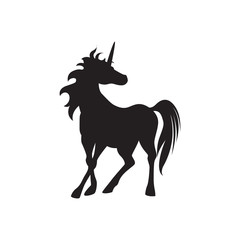 Black cute silhouette unicorn