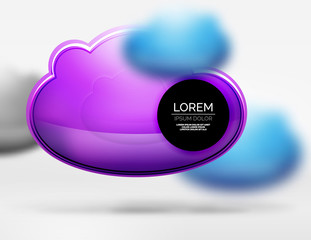 Vector 3d realistic clouds in grey space