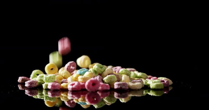 Froot loops on black background 