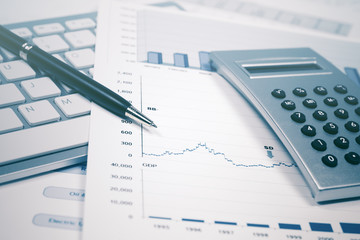Naklejka na ściany i meble Financial accounting stock market graphs analysis