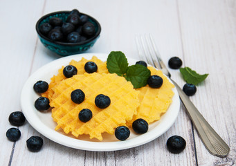 Waffles with blueberries