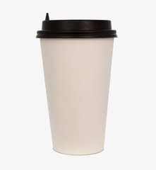 Disposable white cup isolated on white background