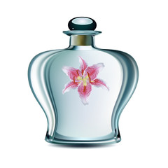 bottle with essence on white background