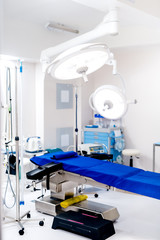 Medical equipment and modern devices in surgical room. Interior of healthcare facility, modern technology