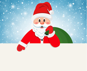 Happy Santa Claus over white blank