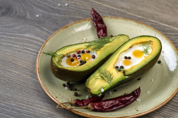 Eggs baked in avocado