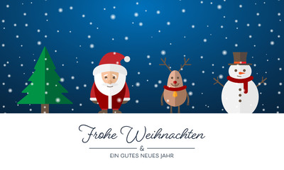 Weihnachten - Grußkarte mit Figuren (Blau)