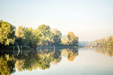 Crédence de cuisine en verre imprimé Automne Autumn at lake