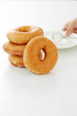 Fresh donut on white background