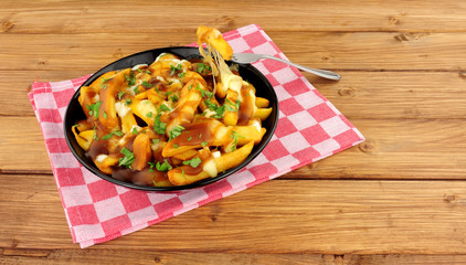 Bowl of traditional Canadian poutine