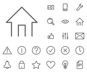 Home icon in set on the white background. Universal linear icons to use in web and mobile app.