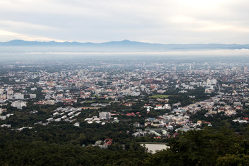 Panorama of the city from the viewpoint, Doi Suthep Chiangmai, Thailand.