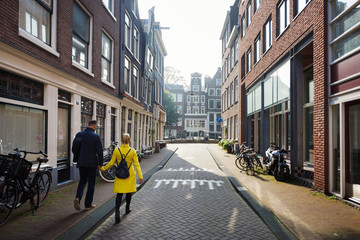 Walking by street of Amsterdam