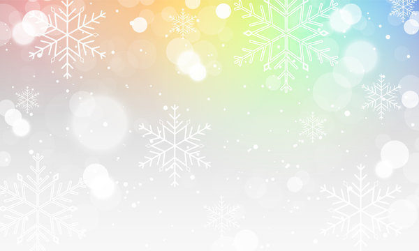 Abstract winter vector blurred wallpaper with snowflakes.