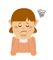 thinking / troubled / suffering  girl illustration