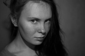 Fototapeta premium Black and white portrait of a girl