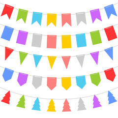 Colorful Shape of Bunting Set on White Background. Vector