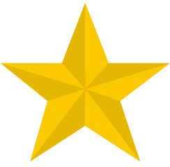 étoile 5 branches jaune avec contour, fond blanc
