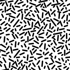 Black and white geometric memphis pattern with irregular lines. 80s and 90s graphic design style. Vector seamless background.