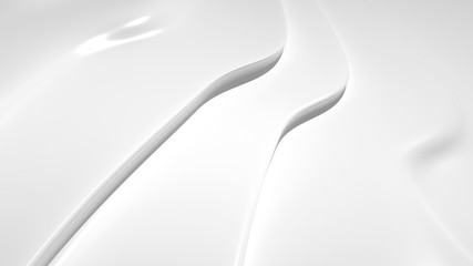 Abstract white or light grey background with curved lines, 3d render