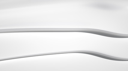 Abstract white or light grey background with curved lines, 3d render