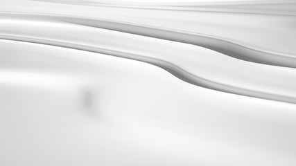 Abstract white or light grey background with curved lines, 3d render
