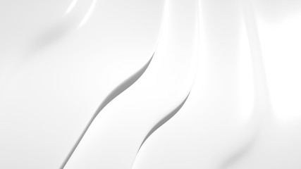 Abstract white or light grey background with curved lines, 3d render
