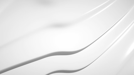 Abstract white or light grey background with curved lines, 3d render